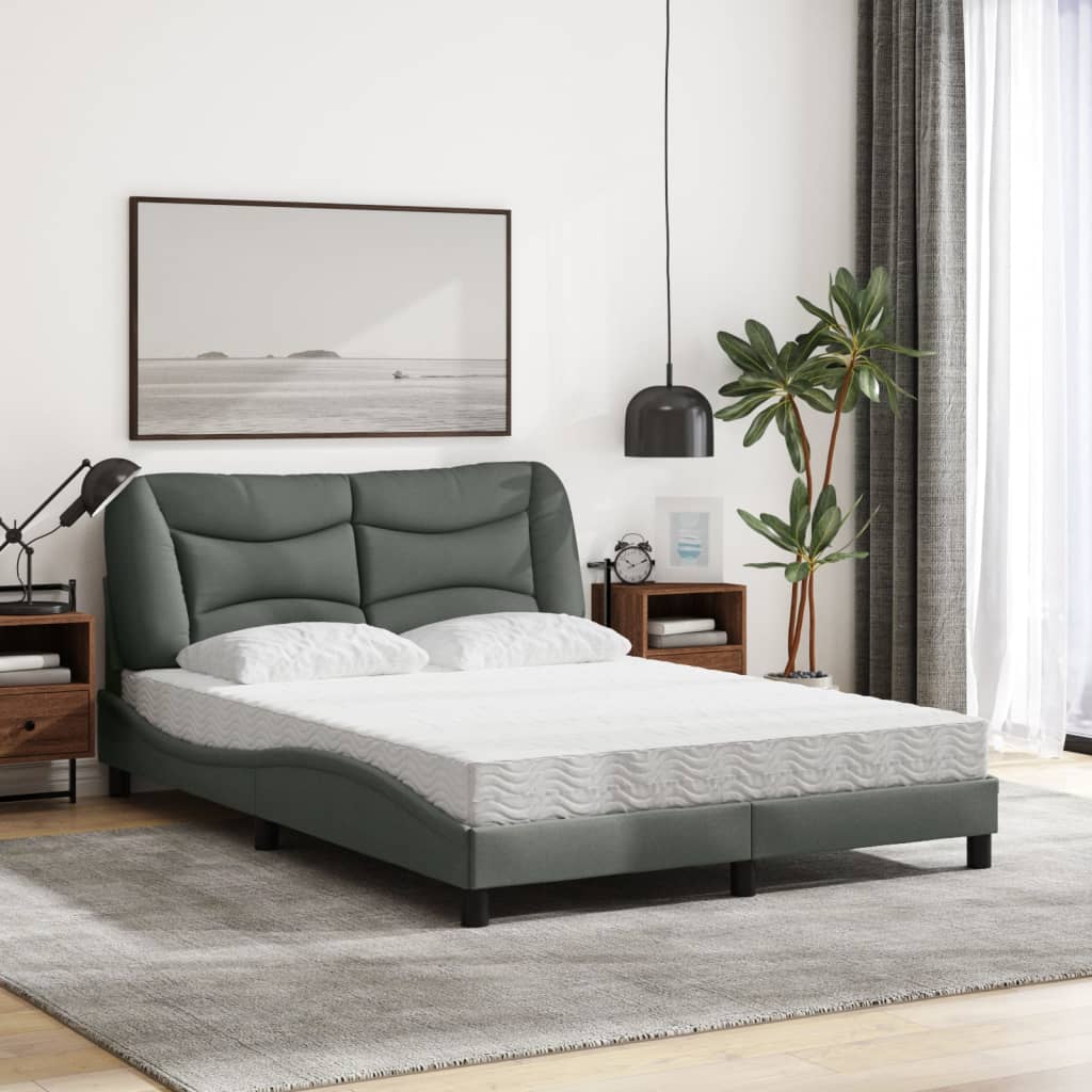 Bed met matras stof donkergrijs 120x200 cm
