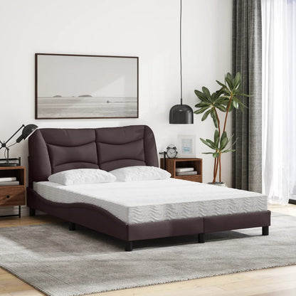 Bed met matras "Hvar" stof donkerbruin 120x200 cm