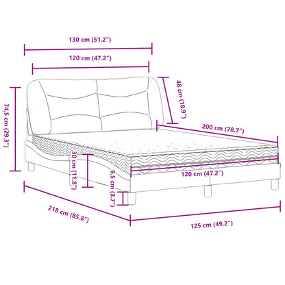 Bed met matras "Hvar" stof donkerbruin 120x200 cm