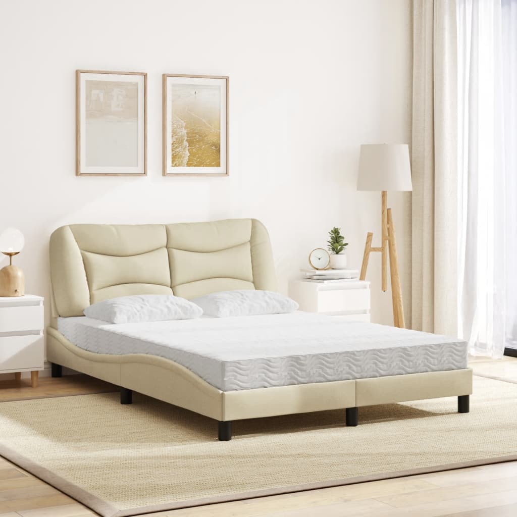 Bed met matras stof crèmekleurig 120x200 cm
