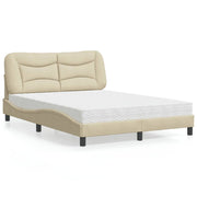 Bed met matras 120x200 cm crèmekleurig stof
