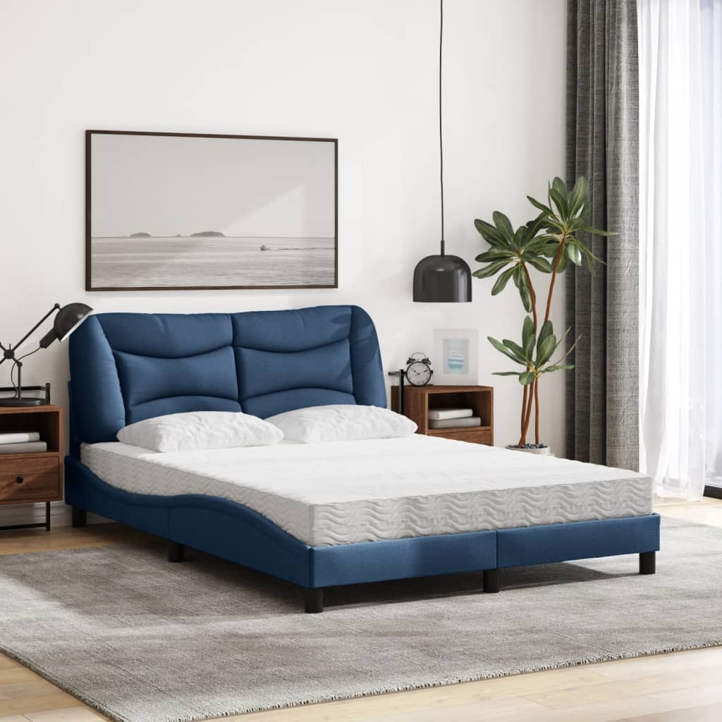 Bed met matras "Hvar" stof blauw 120x200 cm