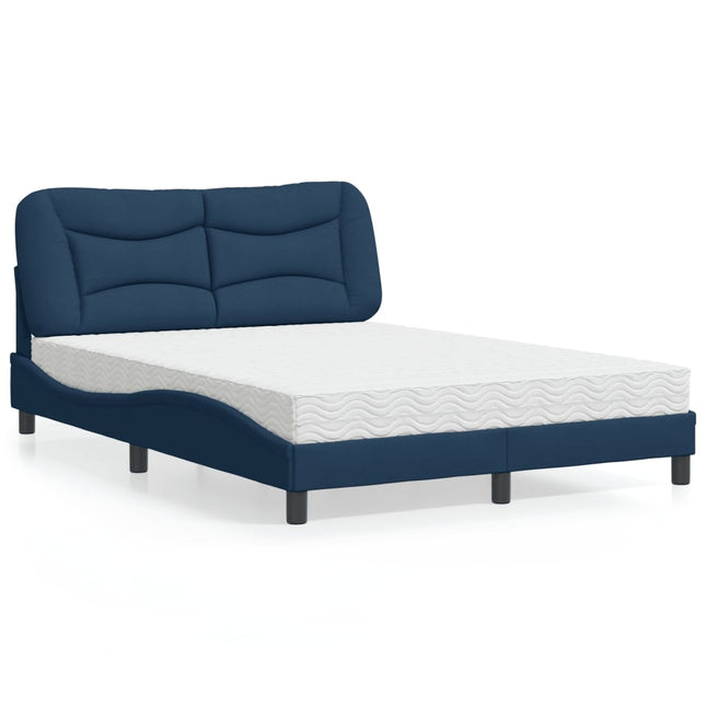 Bed met matras stof blauw 120x200 cm