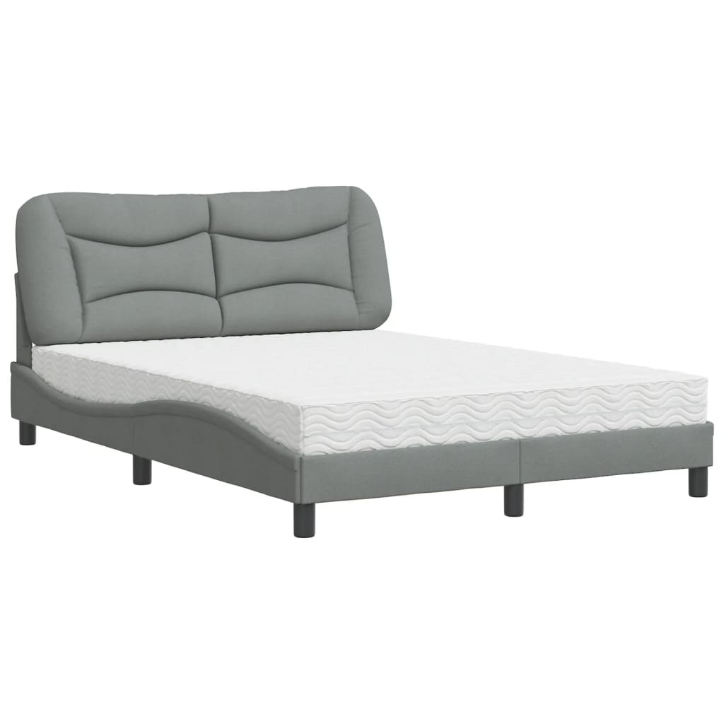 Bed met matras stof lichtgrijs 140x190 cm