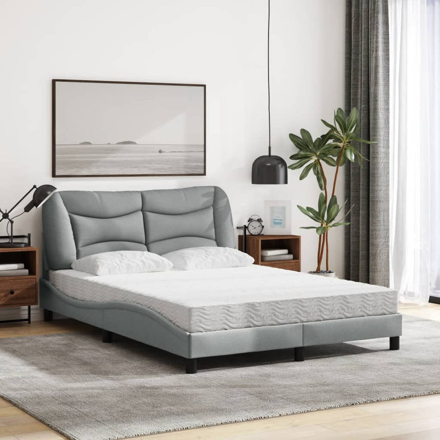 Bed met matras stof lichtgrijs 140x190 cm