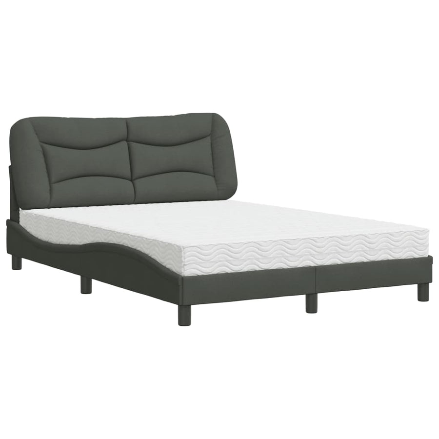 Bed met matras stof donkergrijs 140x190 cm