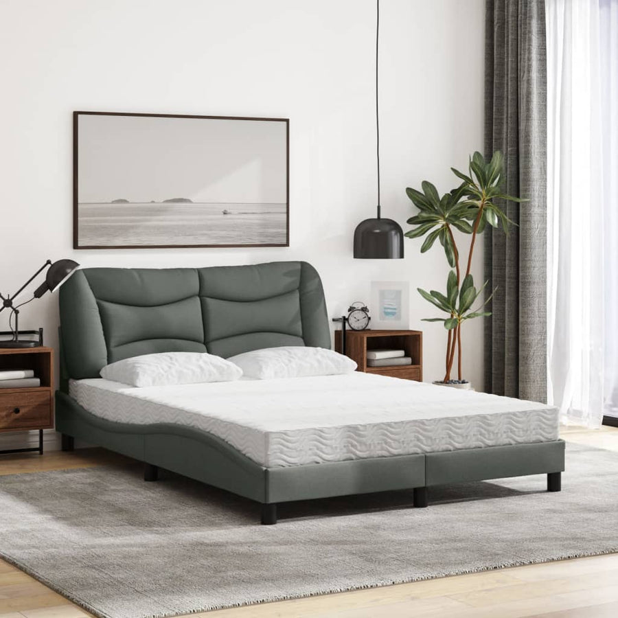Bed met matras stof donkergrijs 140x190 cm