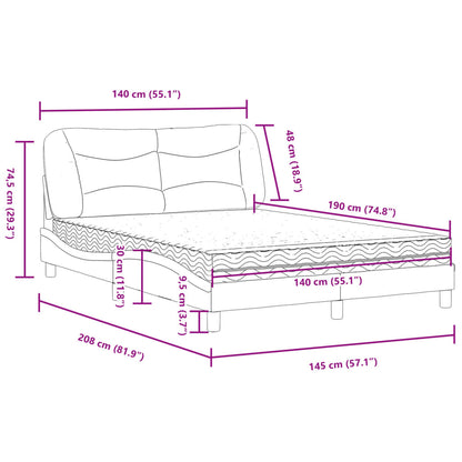 Bed met matras stof donkergrijs 140x190 cm