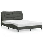 Bed met matras stof donkergrijs 140x190 cm