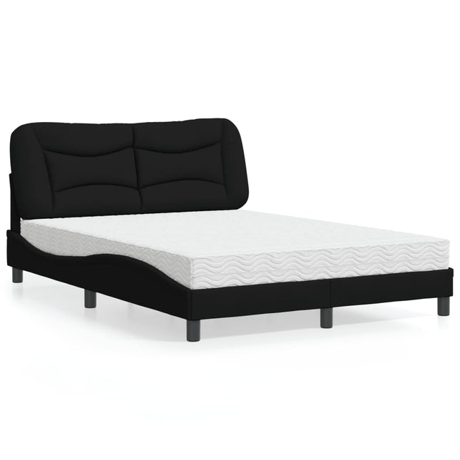 Bed met matras stof zwart 140x190 cm