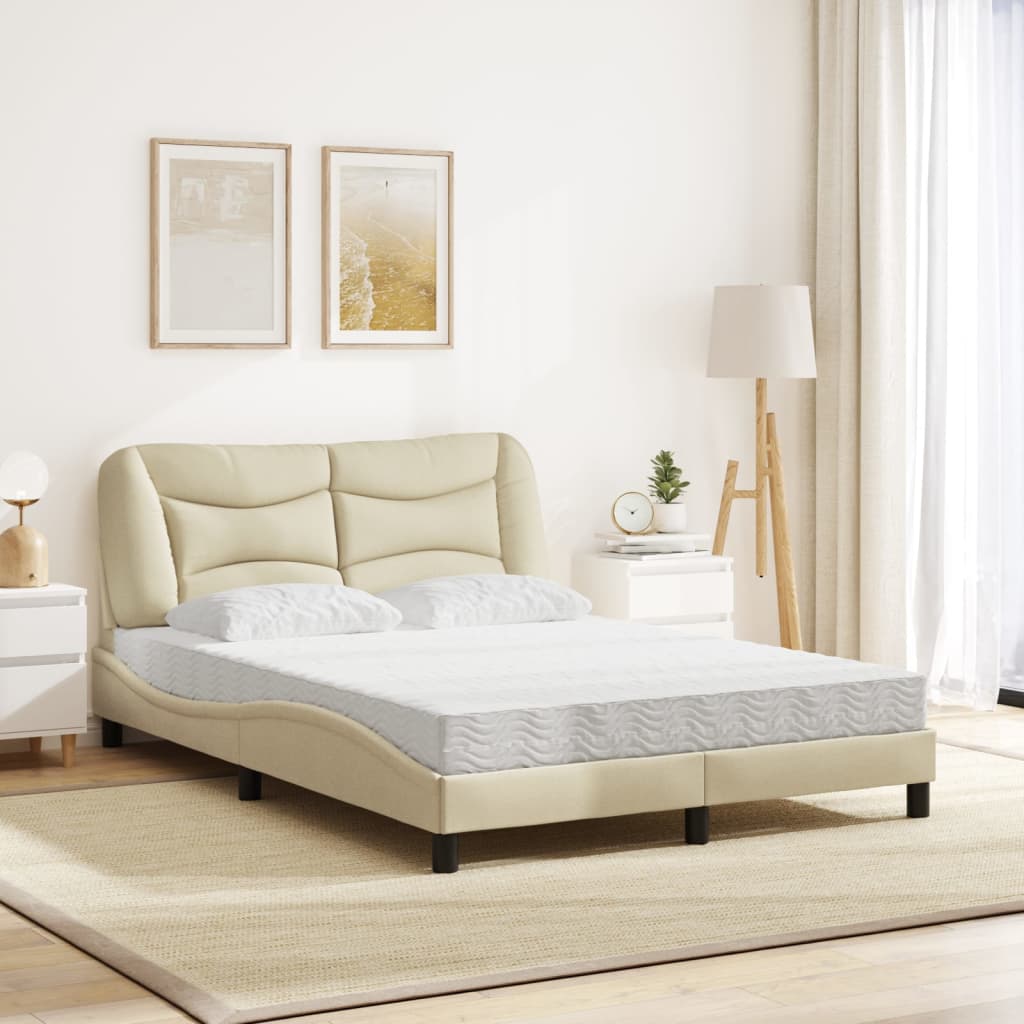 Bed met matras stof crèmekleurig 140x190 cm