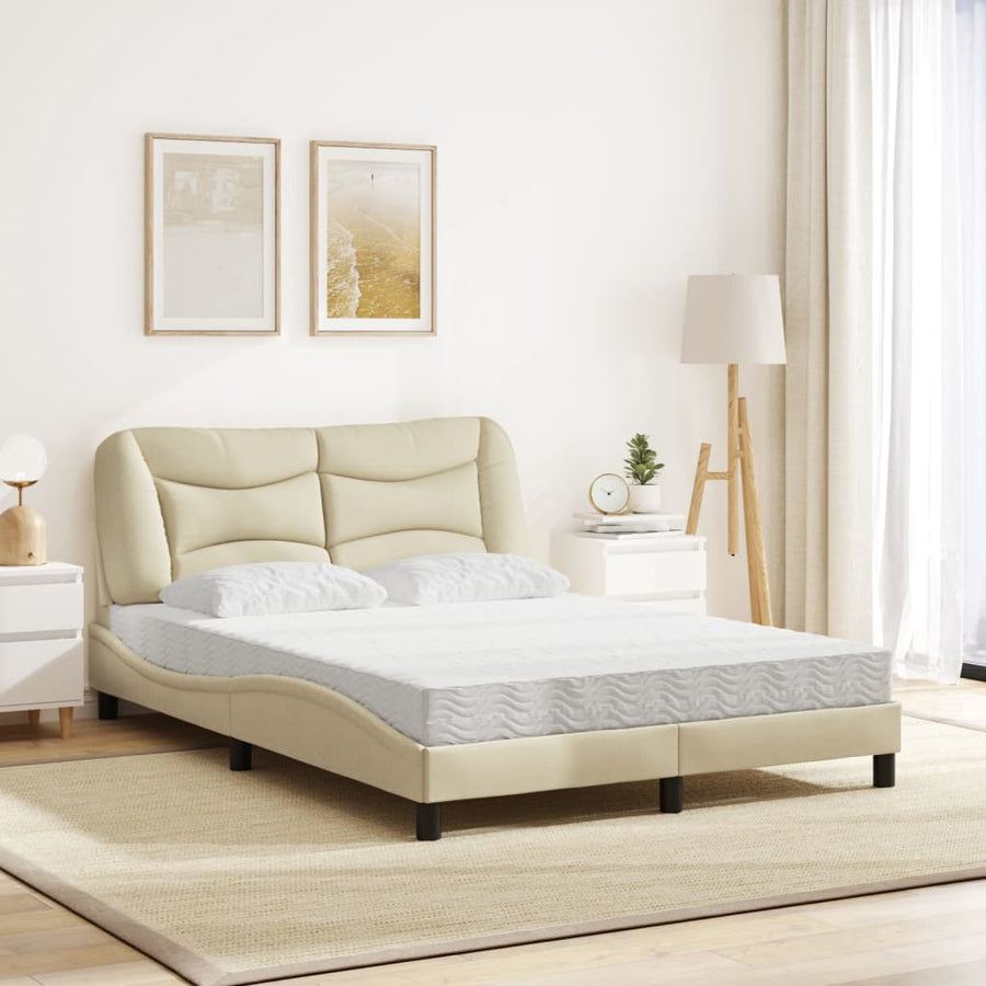 Bed met matras stof crèmekleurig 140x190 cm