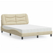 Bed met matras 140x190 cm stof crèmekleurig