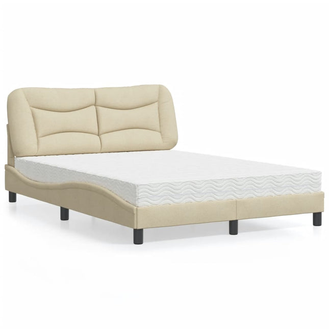 Bed met matras stof crèmekleurig 140x190 cm