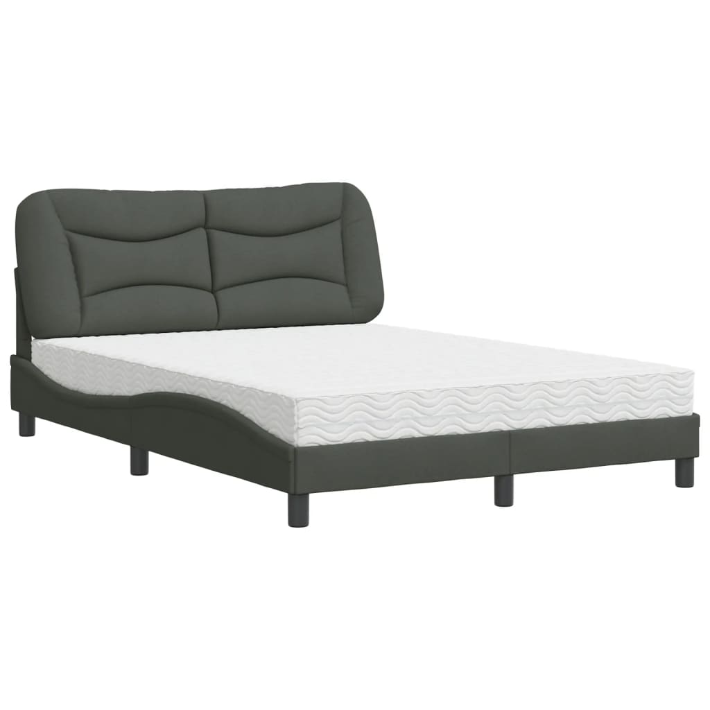 Bed met matras stof donkergrijs 140x200 cm