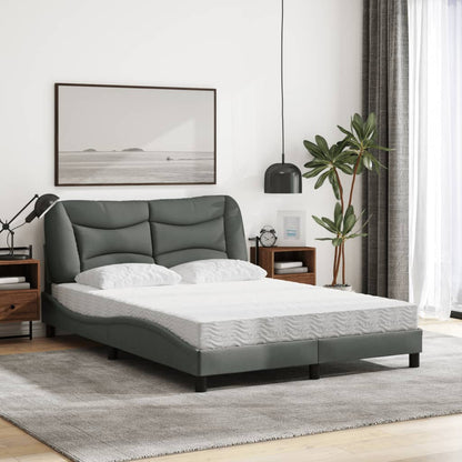 Bed met matras stof donkergrijs 140x200 cm