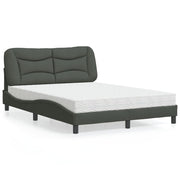Bed with mattress "Hvar" fabric dark grey 140x200 cm
