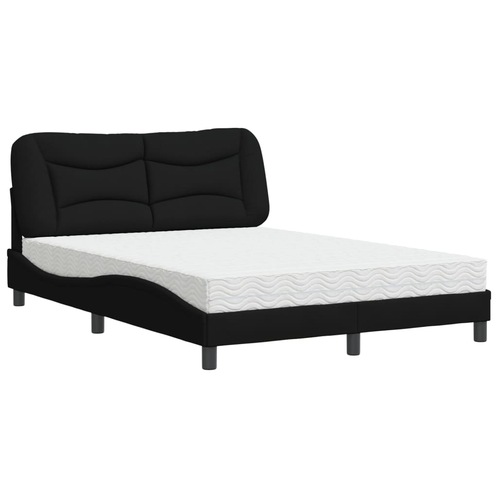 Bed met matras stof zwart 140x200 cm