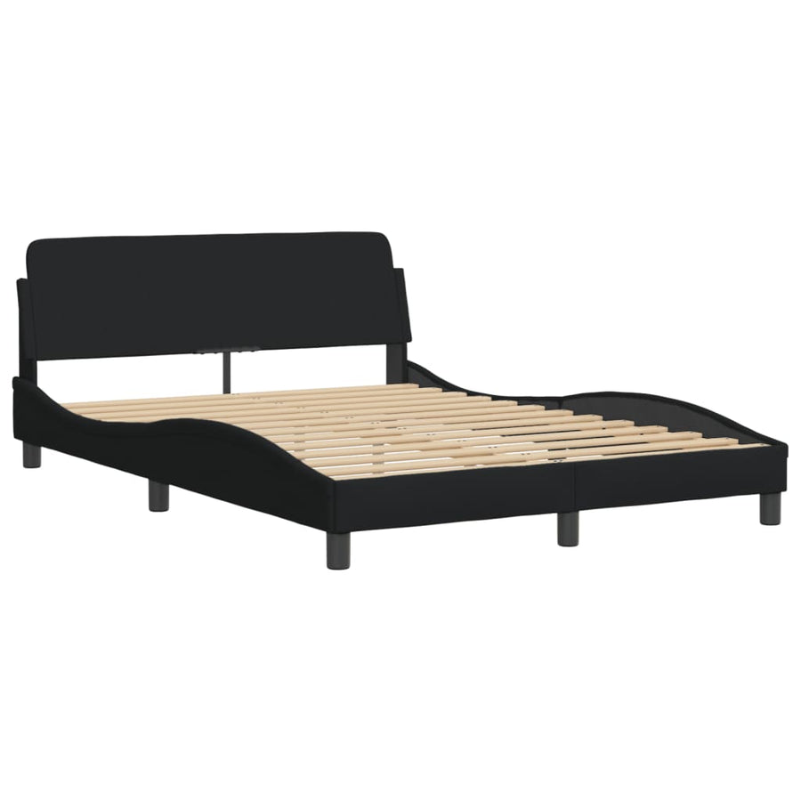 Bed met matras stof zwart 140x200 cm