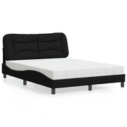 Bed with mattress "Hvar" fabric black 140x200 cm
