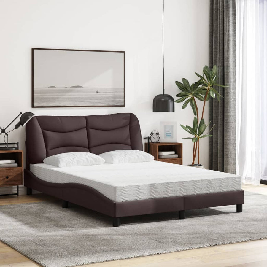 Bed met matras stof donkerbruin 140x200 cm