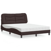 Bed met matras 140x200 cm donkerbruin stof