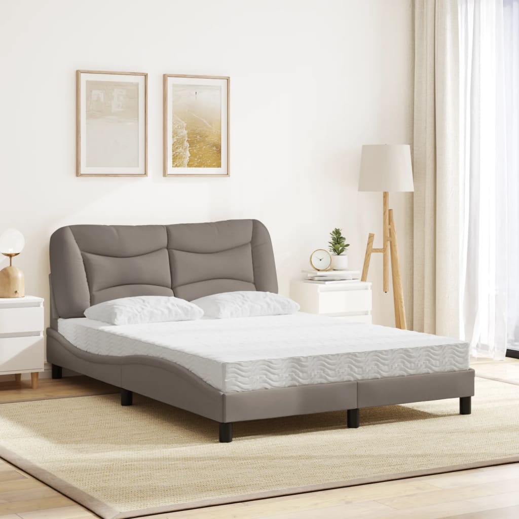 Bed met matras stof taupe 140x200 cm