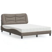 Bed with mattress "Hvar" fabric taupe 140x200 cm