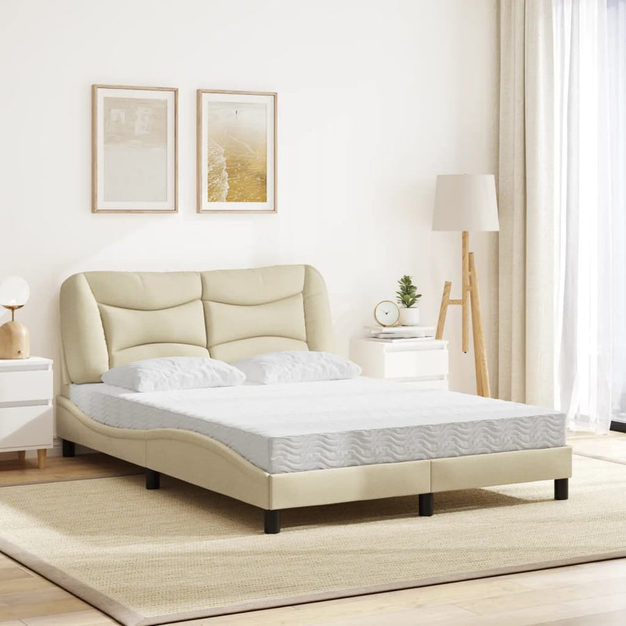 Bed met matras stof crèmekleurig 140x200 cm
