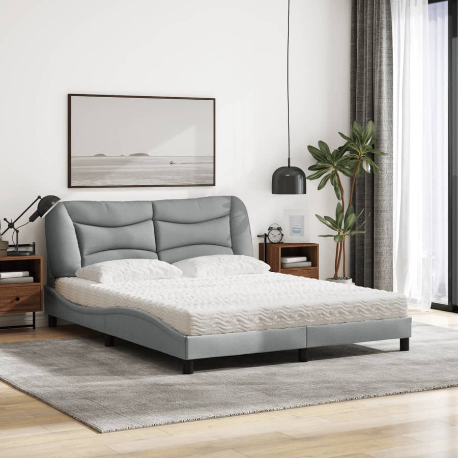 Bed met matras stof lichtgrijs 160x200 cm