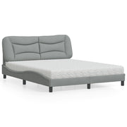 Bed met matras 160x200 cm lichtgrijs stof