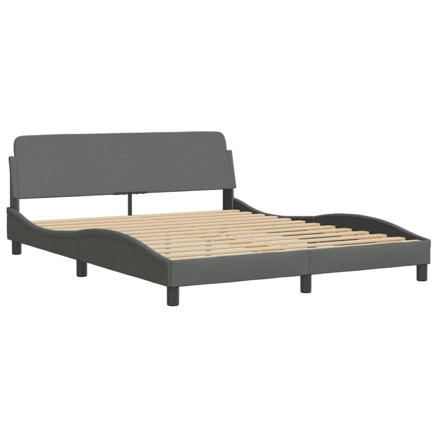 Bed met matras stof donkergrijs 160x200 cm