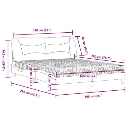 Bed met matras stof donkergrijs 160x200 cm