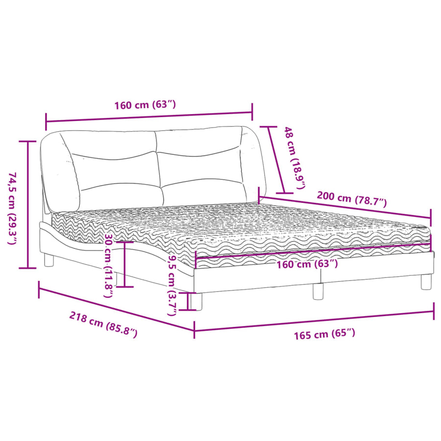 Bed met matras stof donkergrijs 160x200 cm