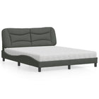 Bed met matras stof donkergrijs 160x200 cm