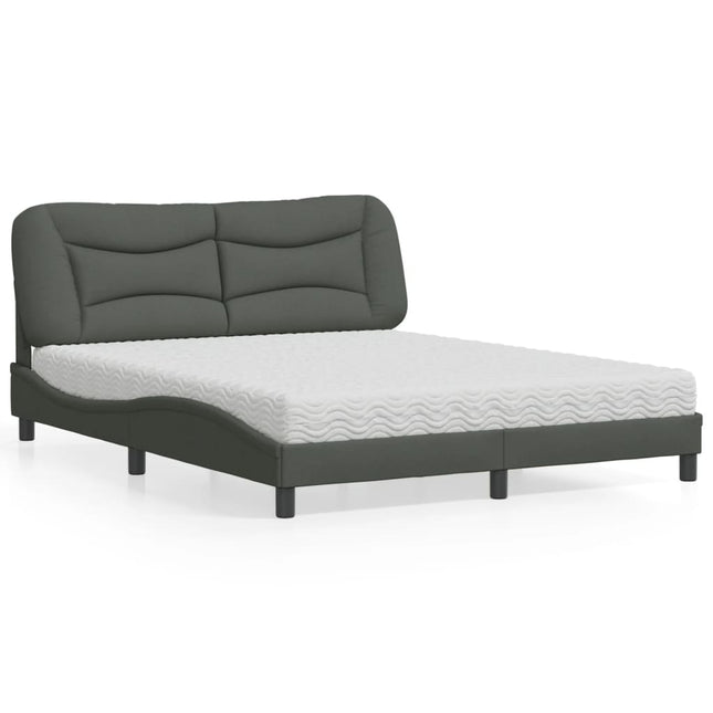 Bed met matras stof donkergrijs 160x200 cm