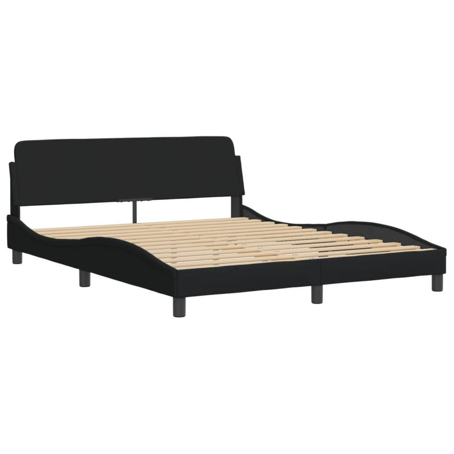 Bed met matras stof zwart 160x200 cm
