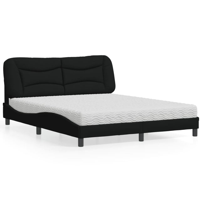 Bed met matras stof zwart 160x200 cm