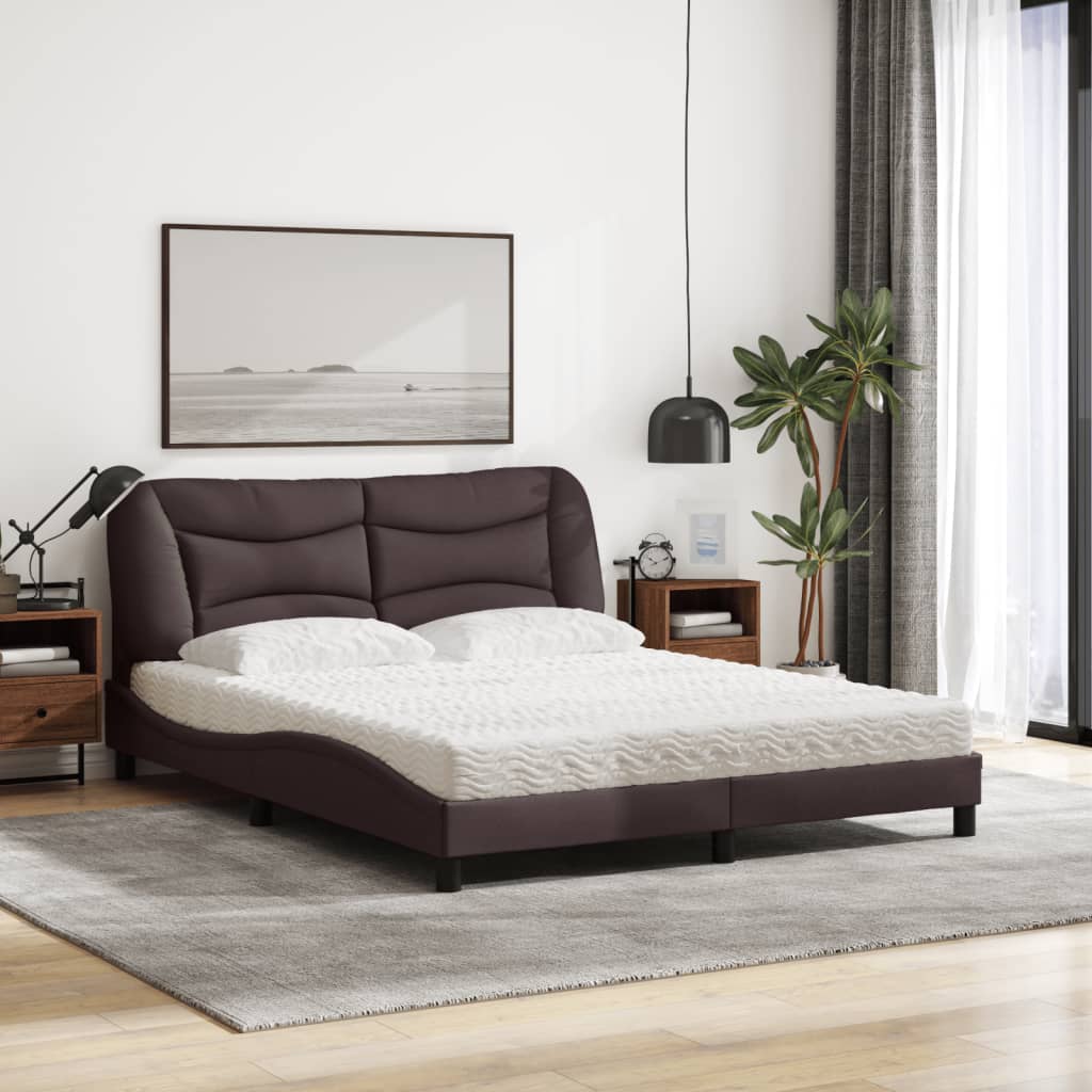 Bed met matras "Hvar" stof donkerbruin 160x200 cm