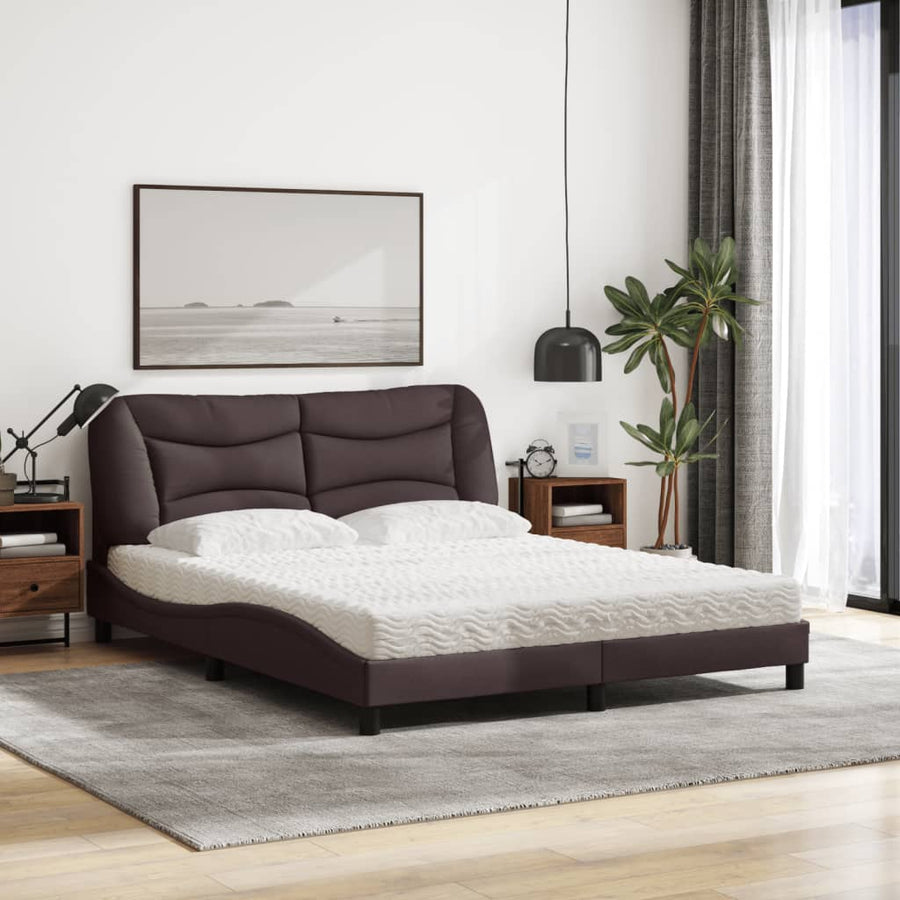 Bed met matras "Hvar" stof donkerbruin 160x200 cm