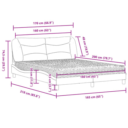 Bed met matras "Hvar" stof donkerbruin 160x200 cm