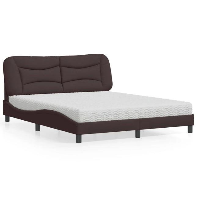 Bed met matras stof donkerbruin 160x200 cm