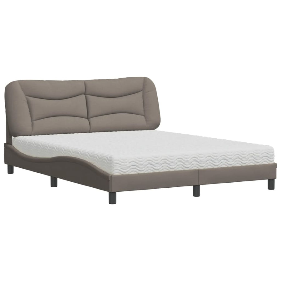 Bed met matras stof taupe 160x200 cm