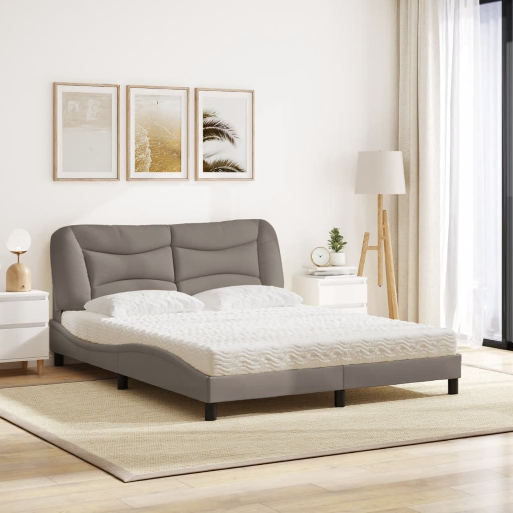 Bed met matras stof taupe 160x200 cm