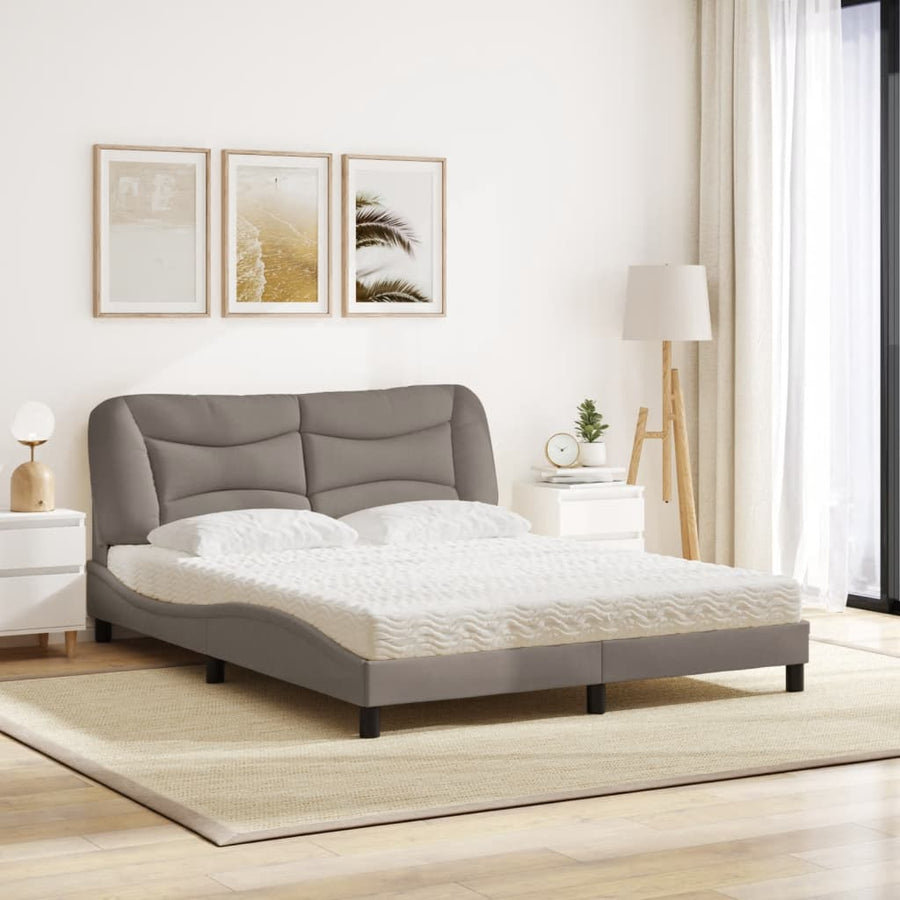 Bed met matras stof taupe 160x200 cm