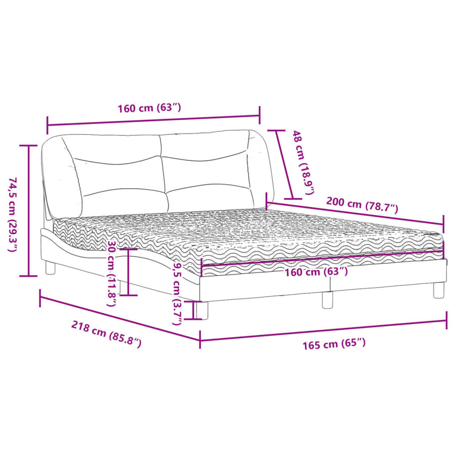 Bed met matras stof taupe 160x200 cm