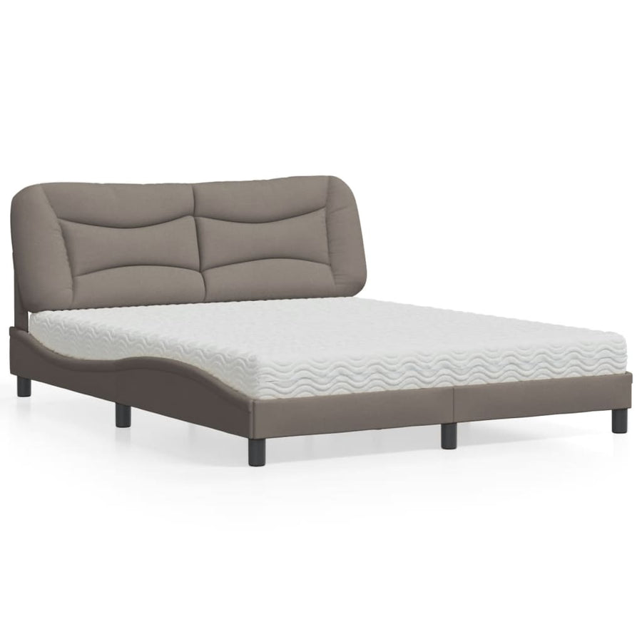 Bed met matras stof taupe 160x200 cm