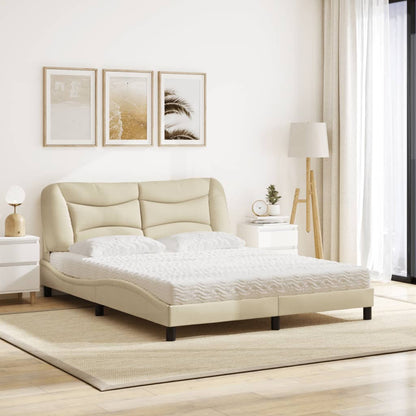 Bed met matras stof crèmekleurig 160x200 cm