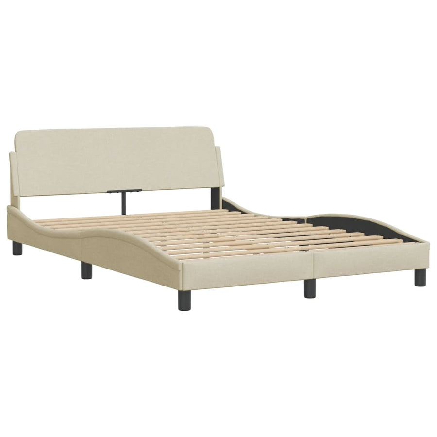 Bed met matras stof crèmekleurig 160x200 cm