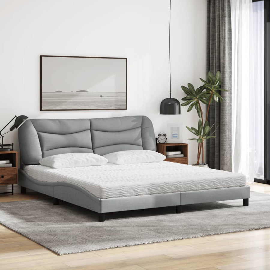 Bed met matras stof lichtgrijs 180x200 cm